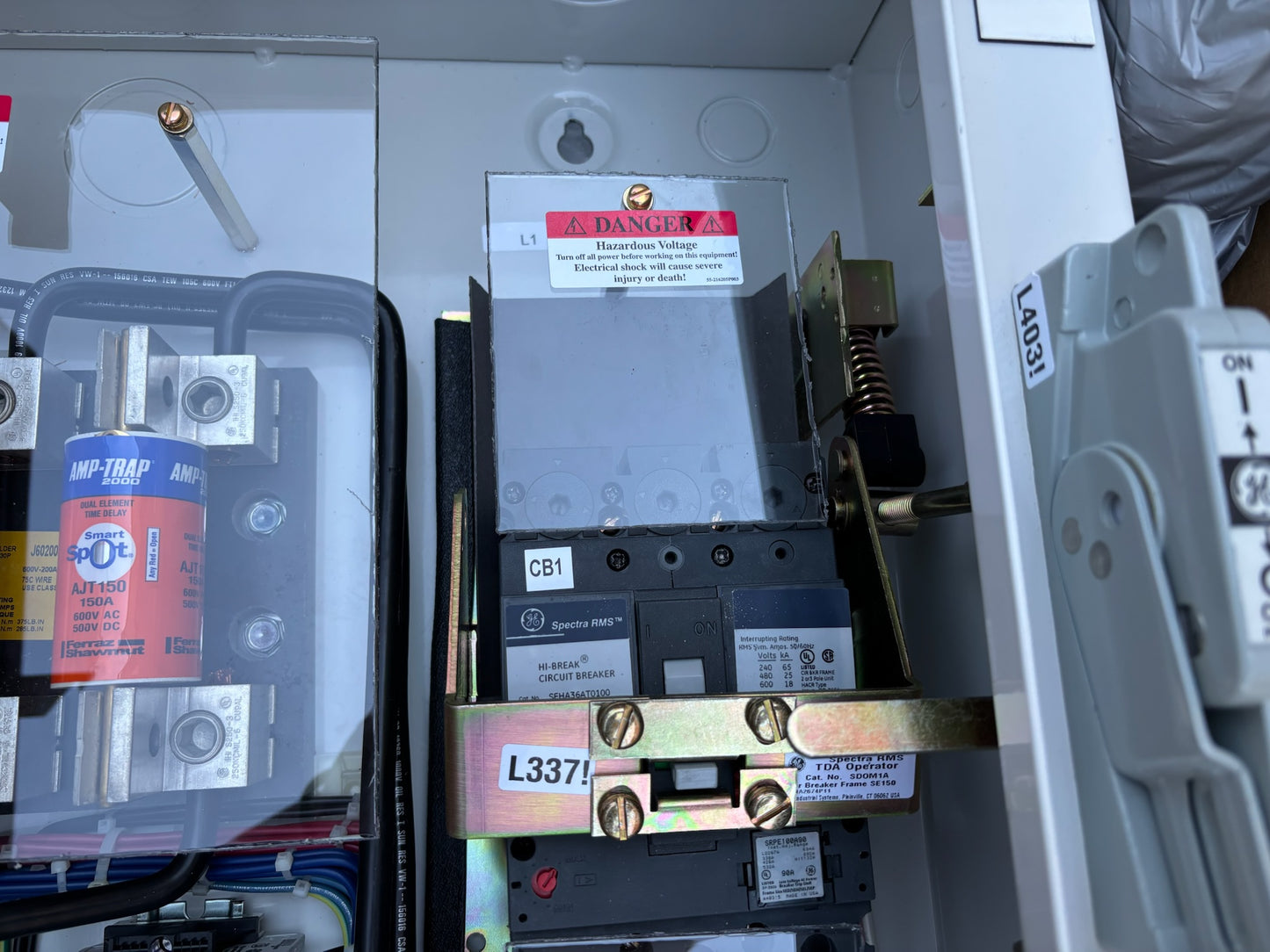GE CR243B10457 Type 1 Systems Main Disconnect Control Panel 480V 3PH - 90A