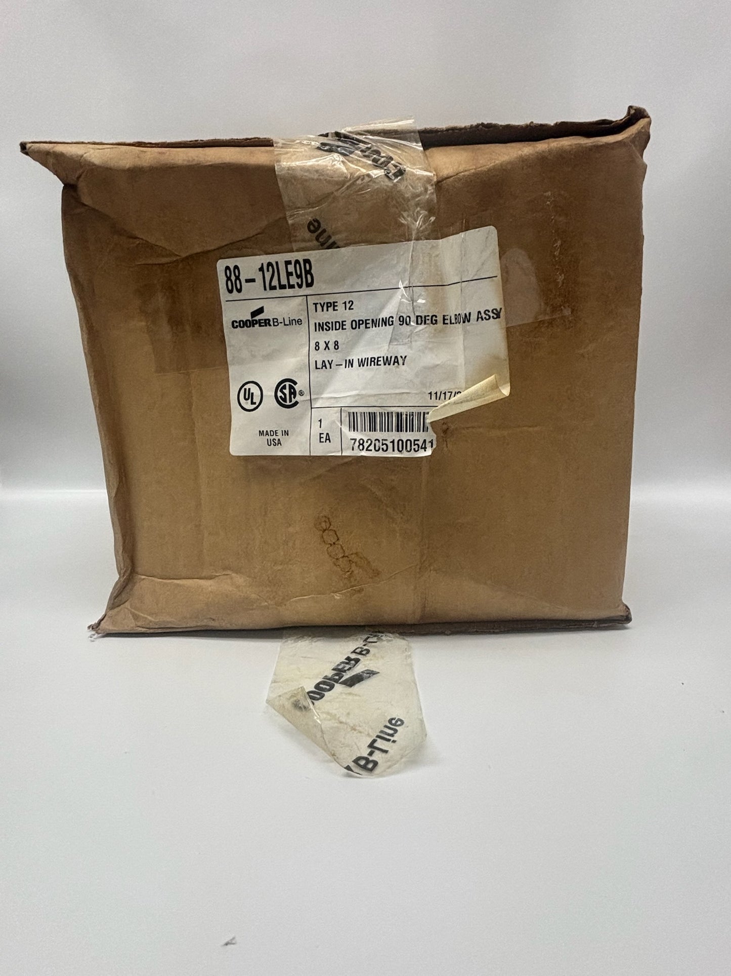 B-Line 88-12LE9B 8x8 NEMA 12 Lay-In Wireway 90° Inside-Opening Elbow