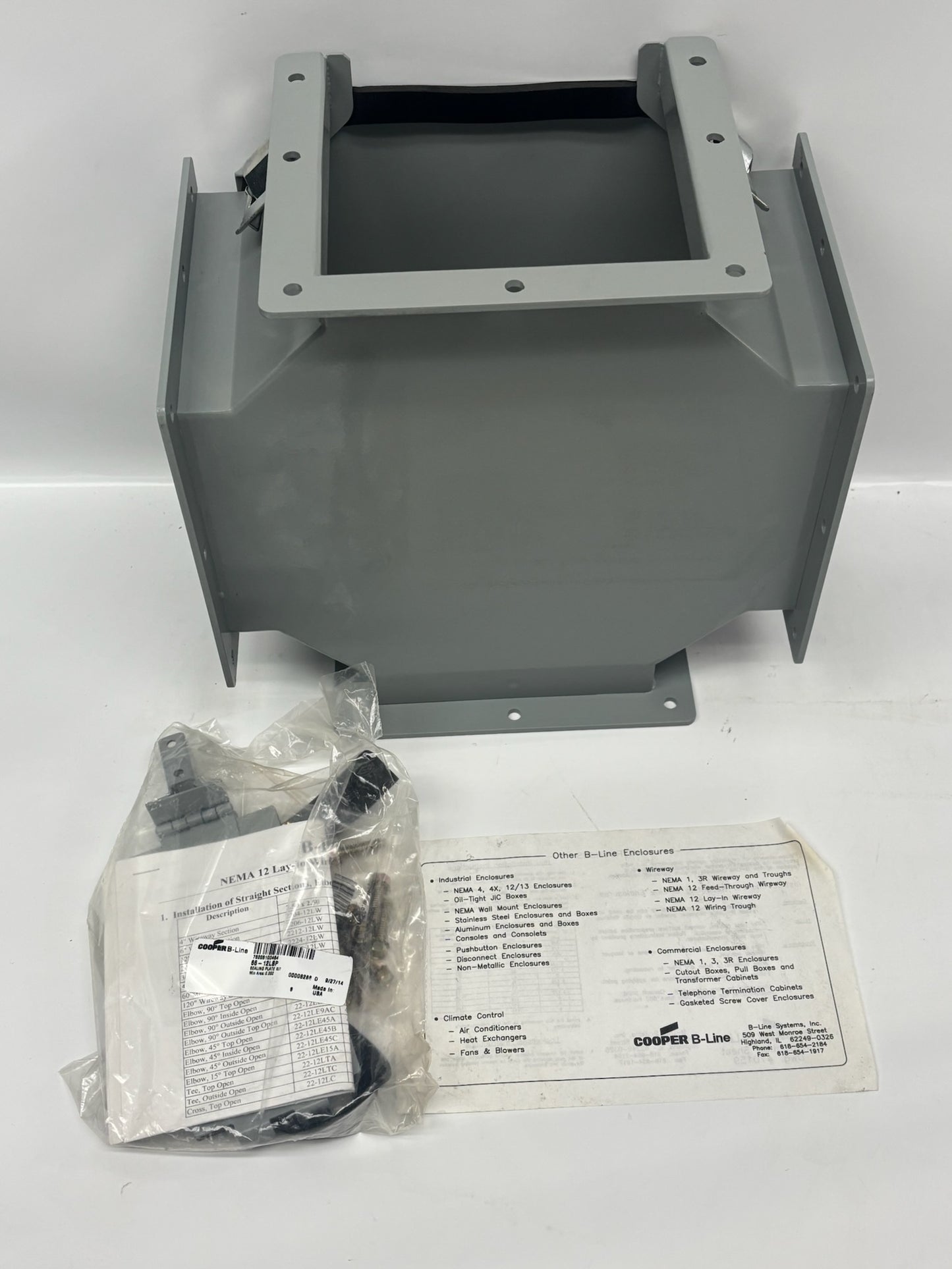 B-Line 66-12LC 6x6 NEMA 12 Lay-In Wireway Closure Plate