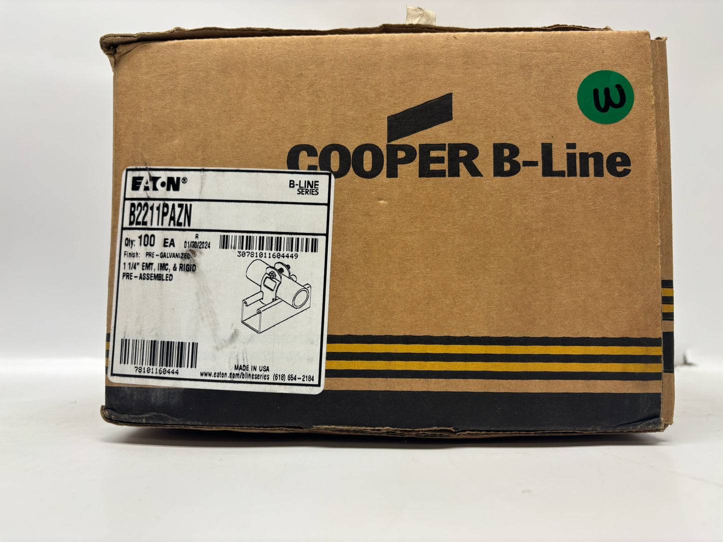 100 PK Eaton B-Line B2211PAZN 1-1/4" Two-Piece Pipe Clamp for Conduit Support