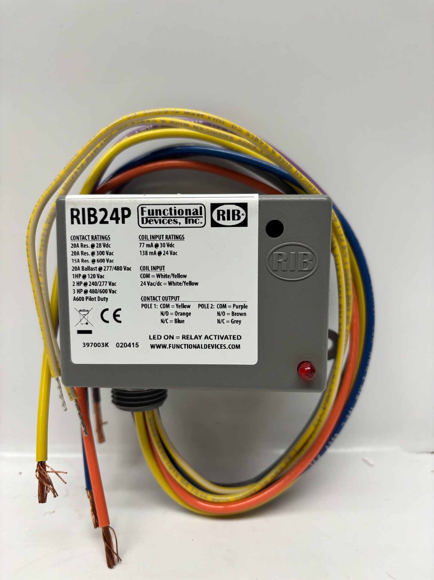 RIB24P 24V DPDT Enclosed Relay 20A with LED Indicator for Control Applications
