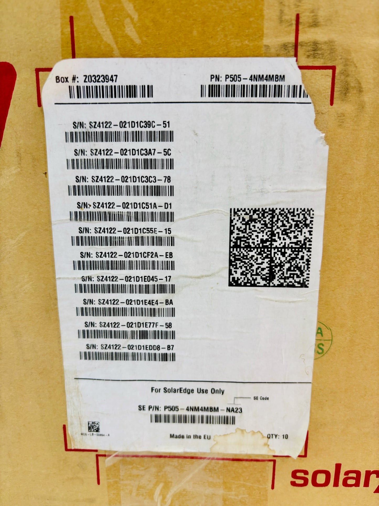10 Pk SolarEdge P505-4NM4MBM / P505-4NN4MBM-NA23 Power Optimizers