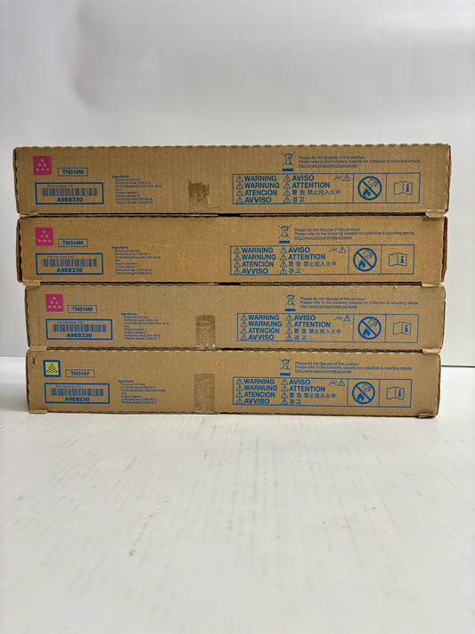 4 Genuine Konica C458,C558,C658 Magenta & Yellow MMMY Toners TN514M, TN514Y