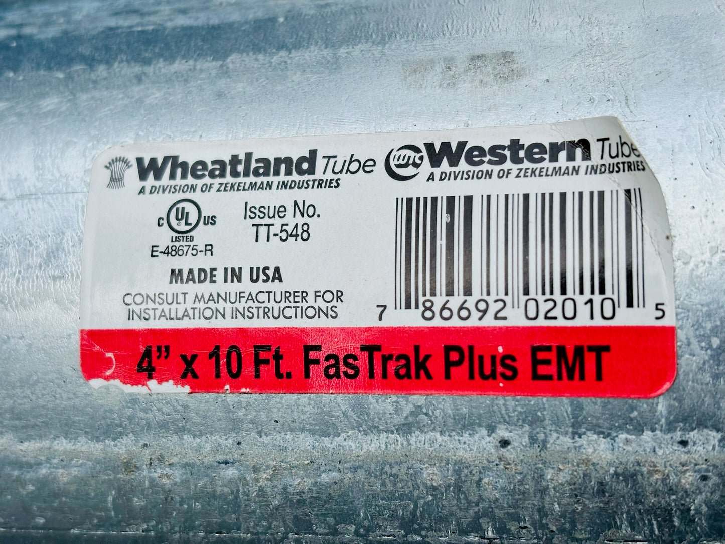 Wheatland 4" x 10 ft FasTrak Plus EMT Conduit (Local Pick Up)