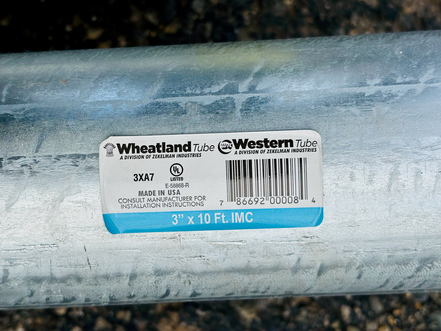 4 Pk WL 3XA7 3 in. x 10 ft EMT Conduit Tubing, Galvanized Steel (Local Pick Up)