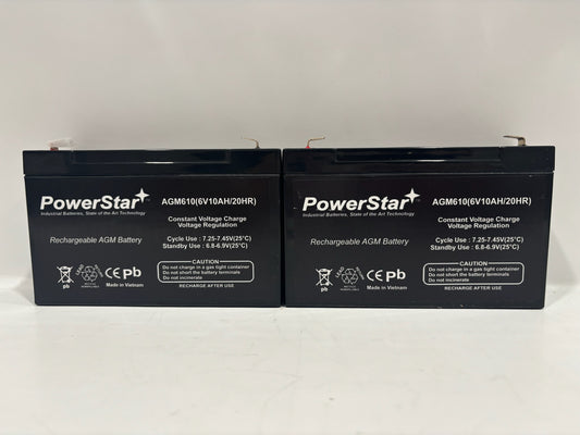 2 PK PowerStar AGM610 Deep Cycle Rechargeable Storage Battery (6V10AH/20HR)
