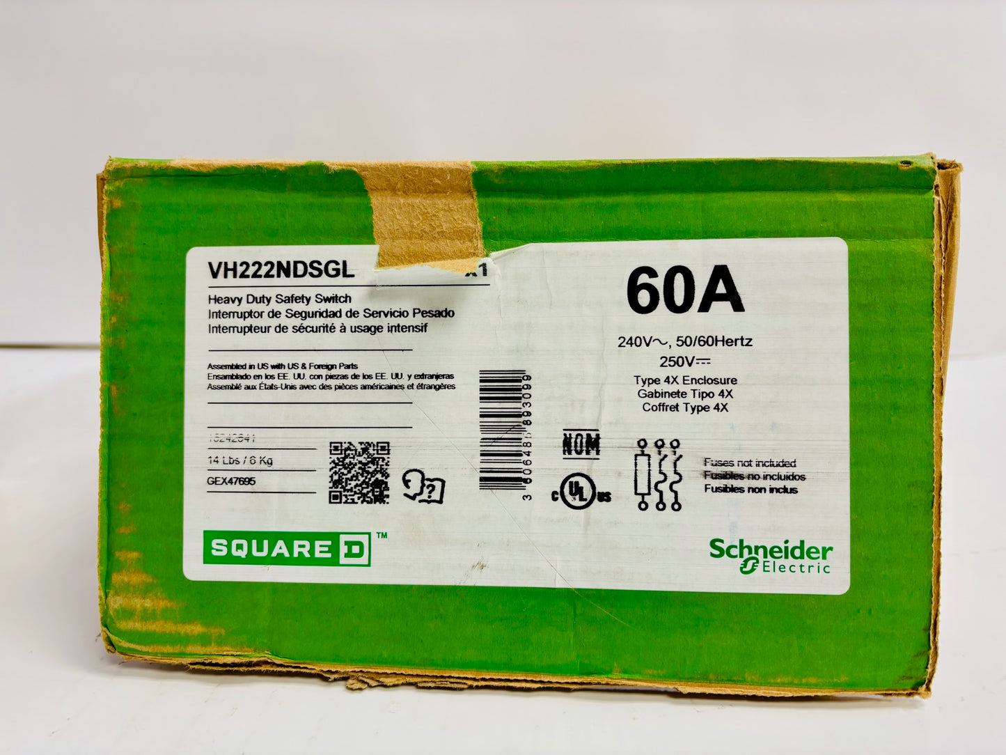 Square D VH222NDSGL 60 A Stainless Steel Heavy-Duty Fusible Safety Switch
