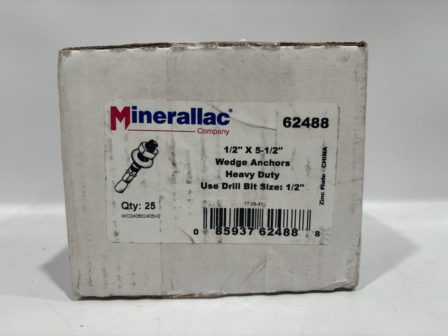 25PC Cully Minerallac 62488 Heavy Duty Wedge Anchors 1/2" x 5 1/2"