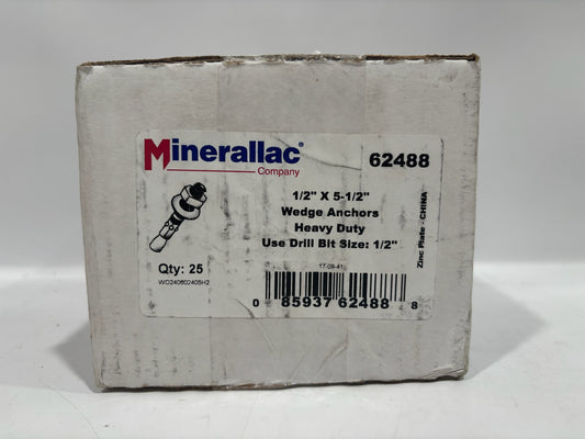 25PC Cully Minerallac 62488 Heavy Duty Wedge Anchors 1/2" x 5 1/2"