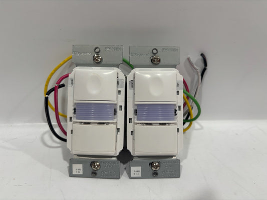 Used 2PK Legrand PW-103N-W PIR Wall Switch Sensor with Nightlight, 525 Sq Ft Coverage