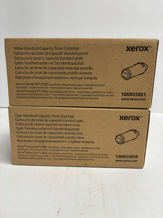 2 Genuine Xerox VersaLink C500, C505 Standard-Cap. CY Toner 106R03859, 106R03861