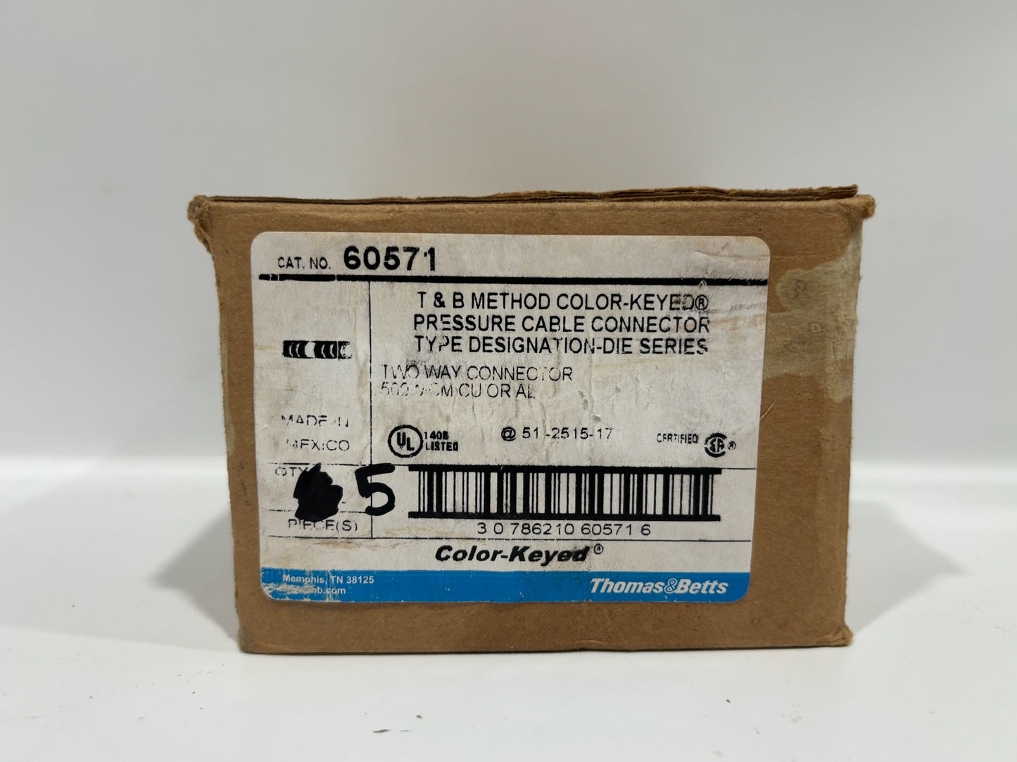 5 PK Thomas & Betts 60571  Aluminum Splice Connector, Die Code 99, Pink