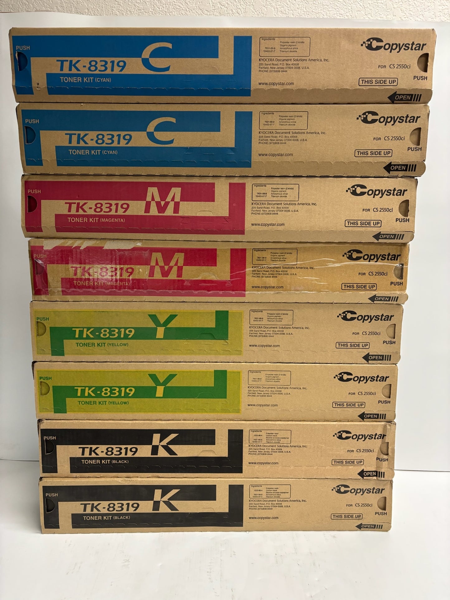8 New Genuine Copystar CS2550ci CCMMYYKK Toners TK-8319, TK8319