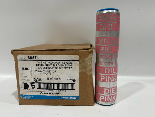 5 PK Thomas & Betts 60571  Aluminum Splice Connector, Die Code 99, Pink