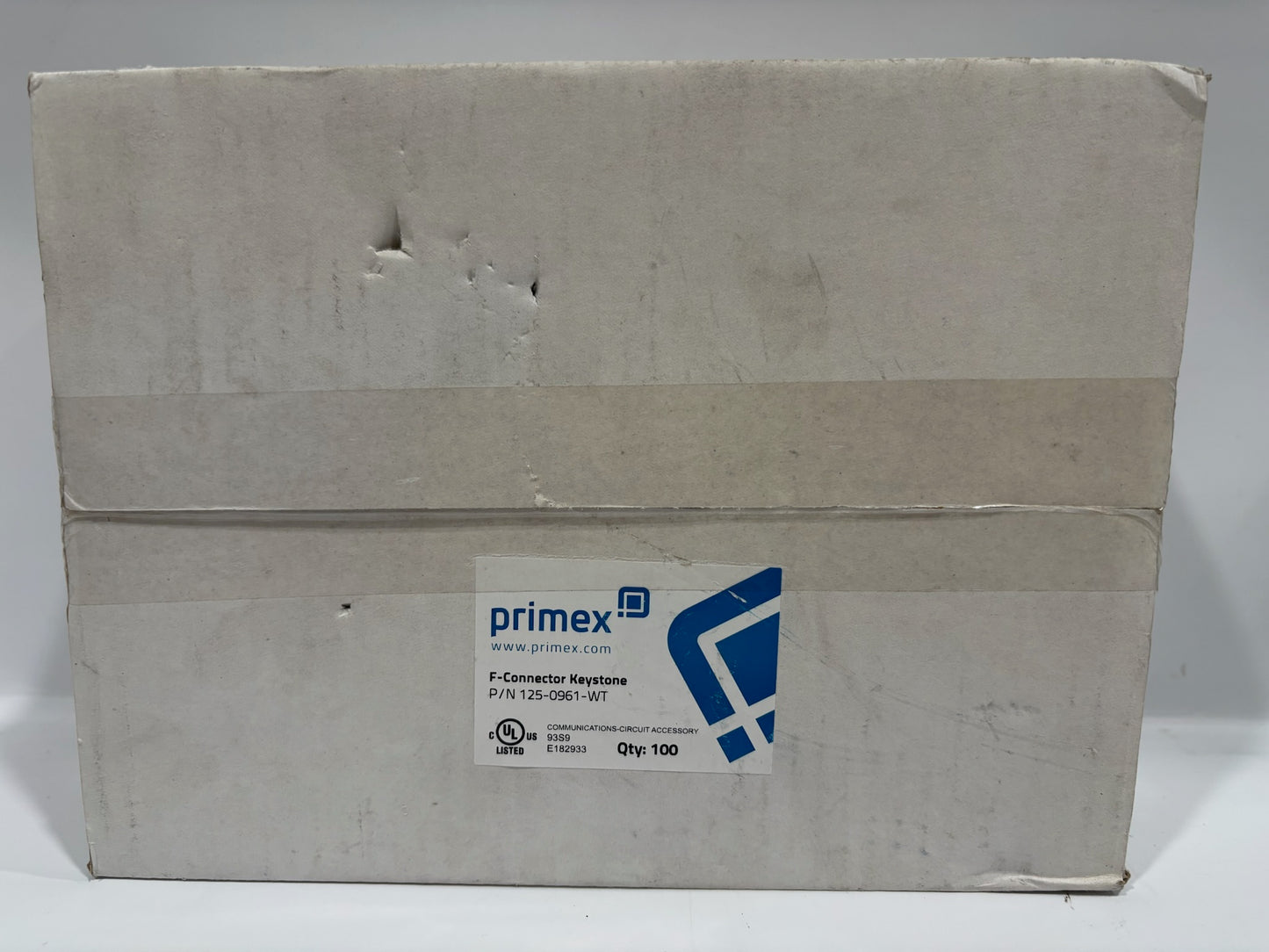 100 PK Primex 125-0961-WT F-Connector Keystone Jack, White