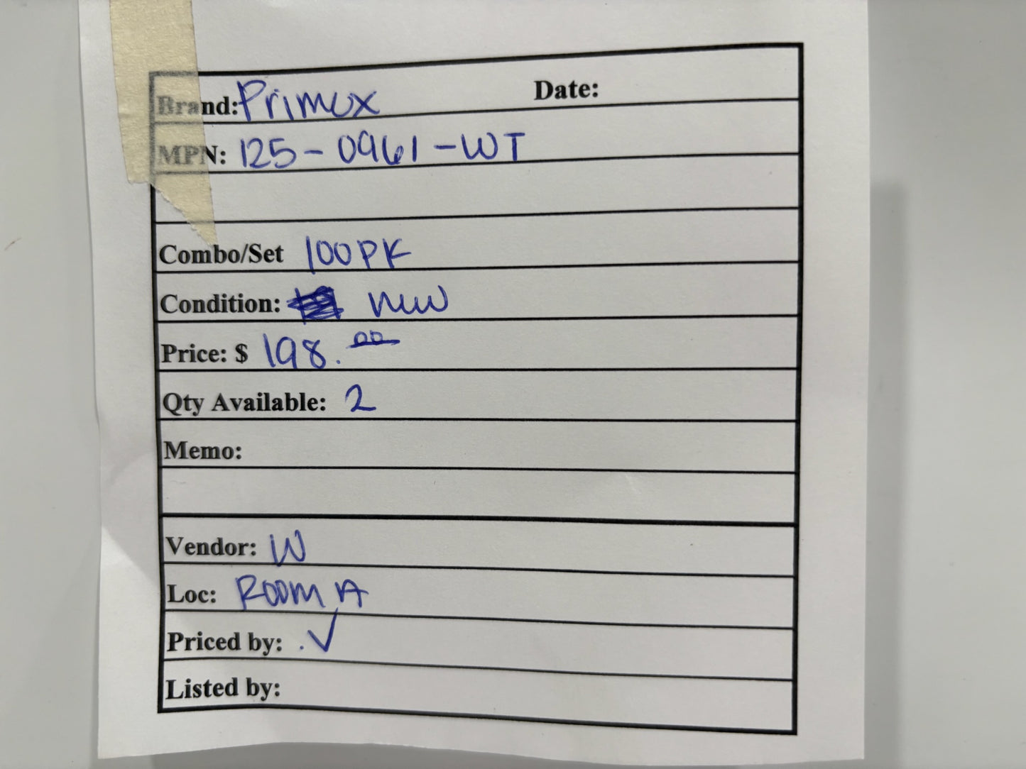 100 PK Primex 125-0961-WT F-Connector Keystone Jack, White