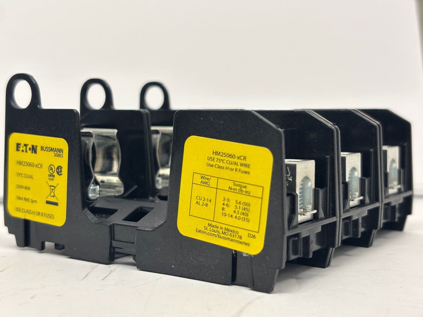 3 PK Eaton Bussmann HM25060-3CR 3-Pole Class H Modular Fuse Block, 250 V, 35–60 A