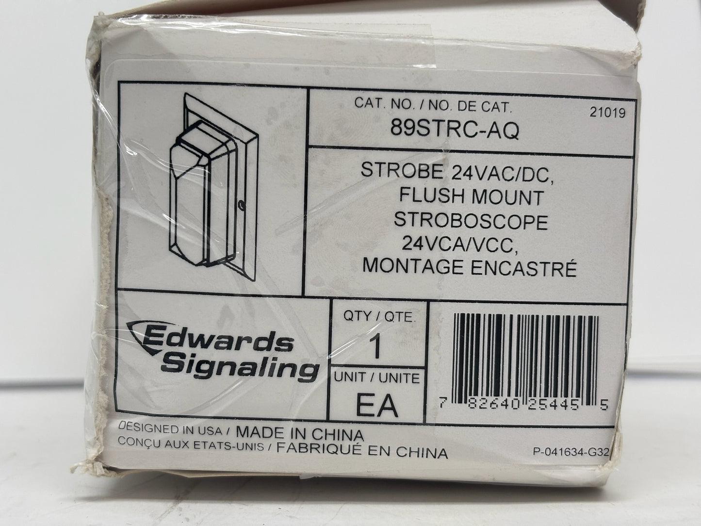 Edwards 89STRC-AQ Xenon Strobe Beacon, 150 cd, 24 V AC/DC, Indoor Flush Mount