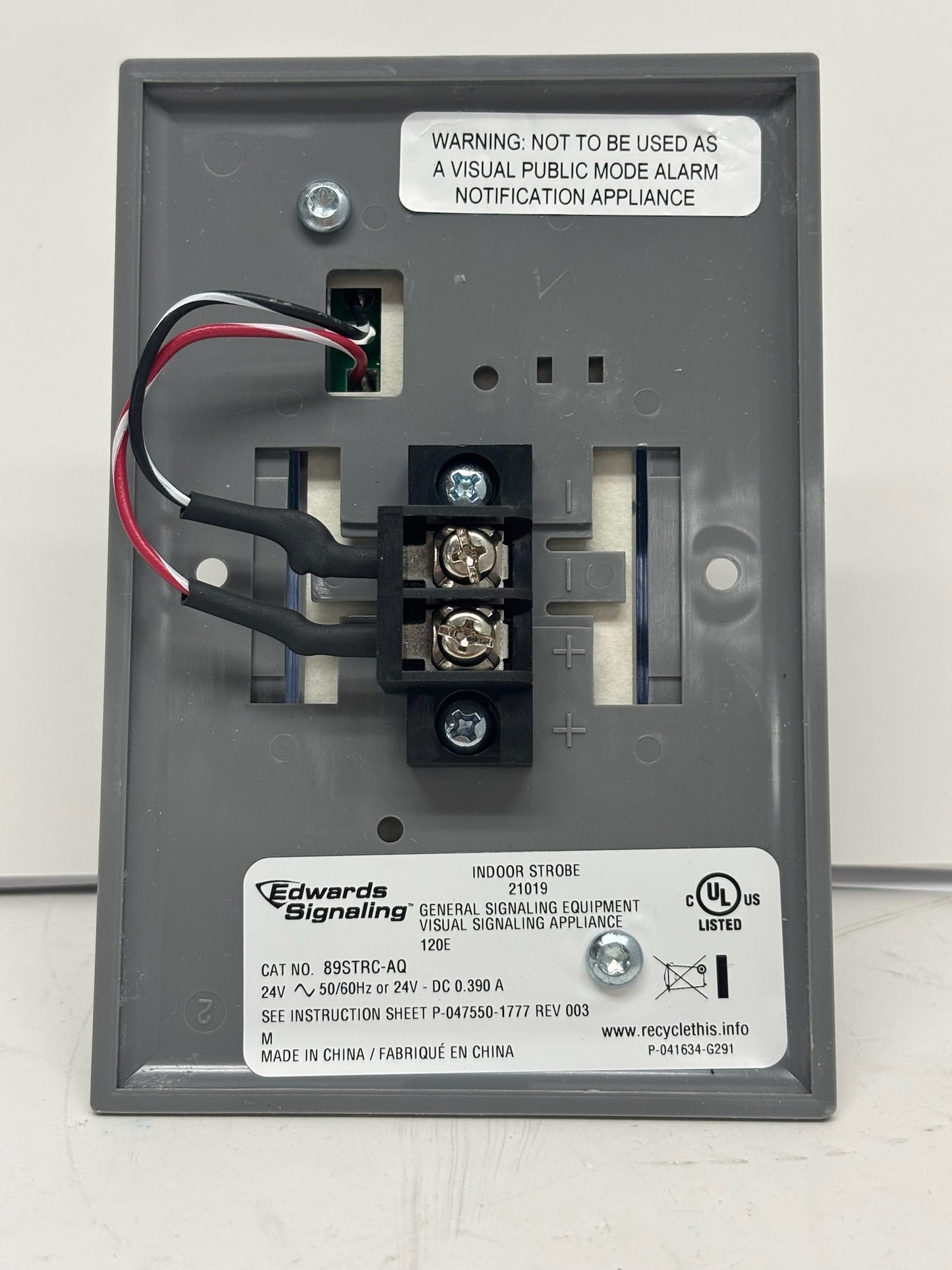 Edwards 89STRC-AQ Xenon Strobe Beacon, 150 cd, 24 V AC/DC, Indoor Flush Mount