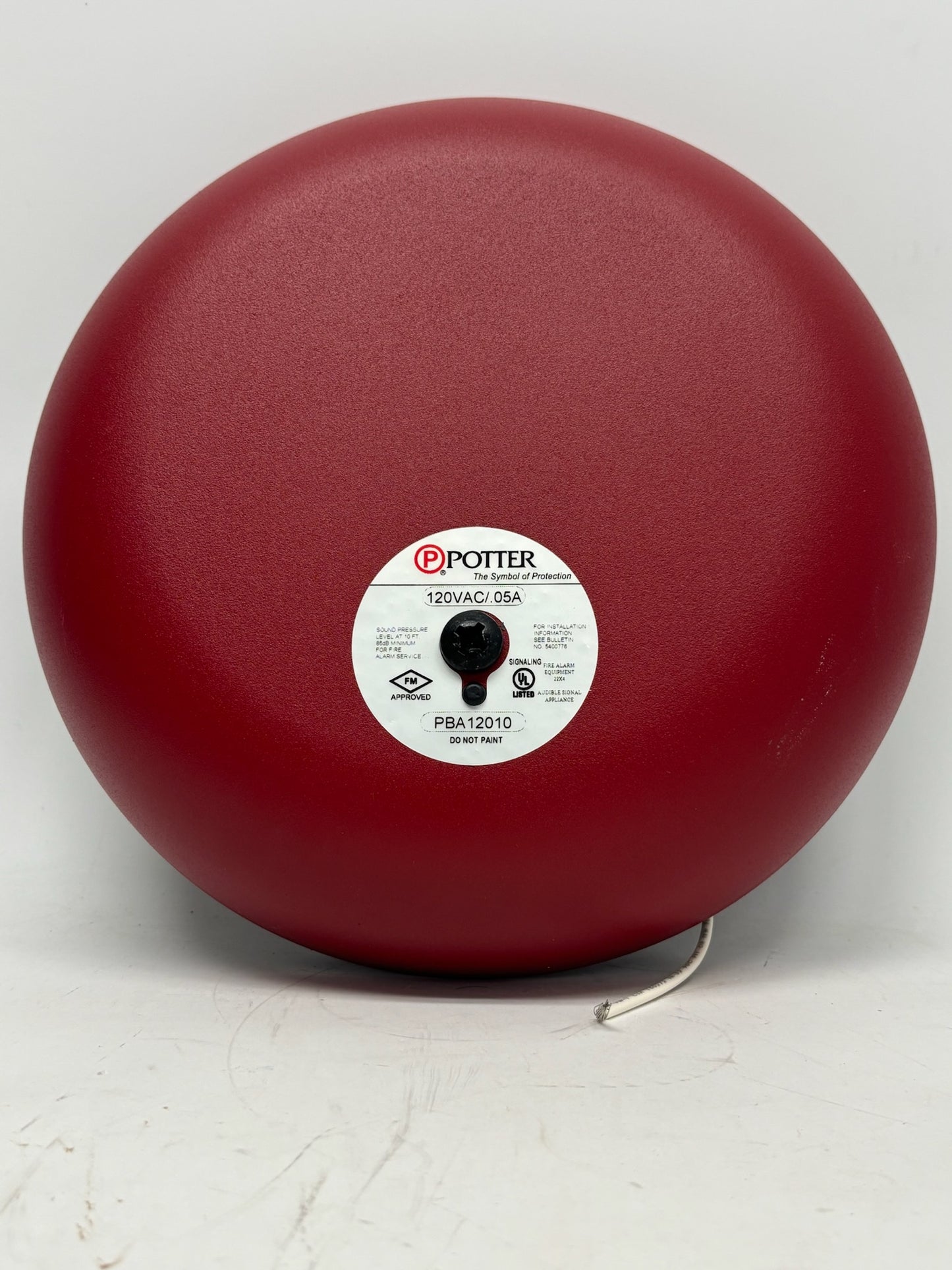 Potter PBA-12010 10" 120V AC Vibrating Alarm Bell – Red Finish