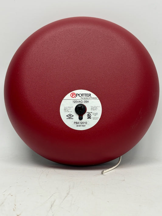 Potter PBA-12010 10" 120V AC Vibrating Alarm Bell – Red Finish