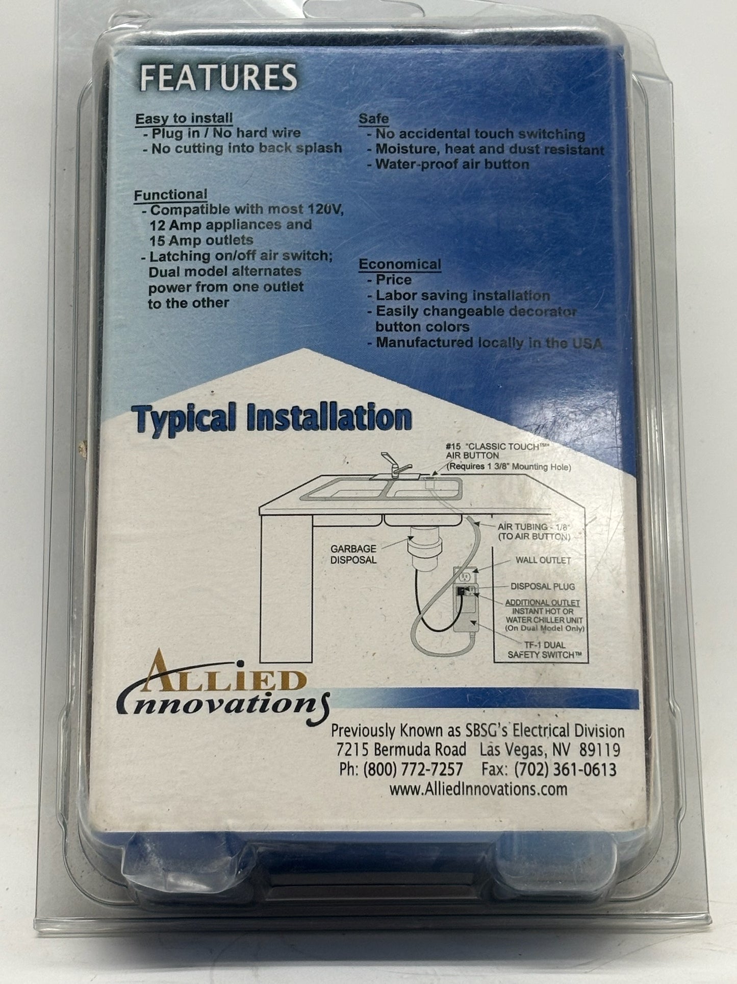 Allied Innovations 3-70-5022 TF-1 Garbage Disposal Safety Air Switch Kit