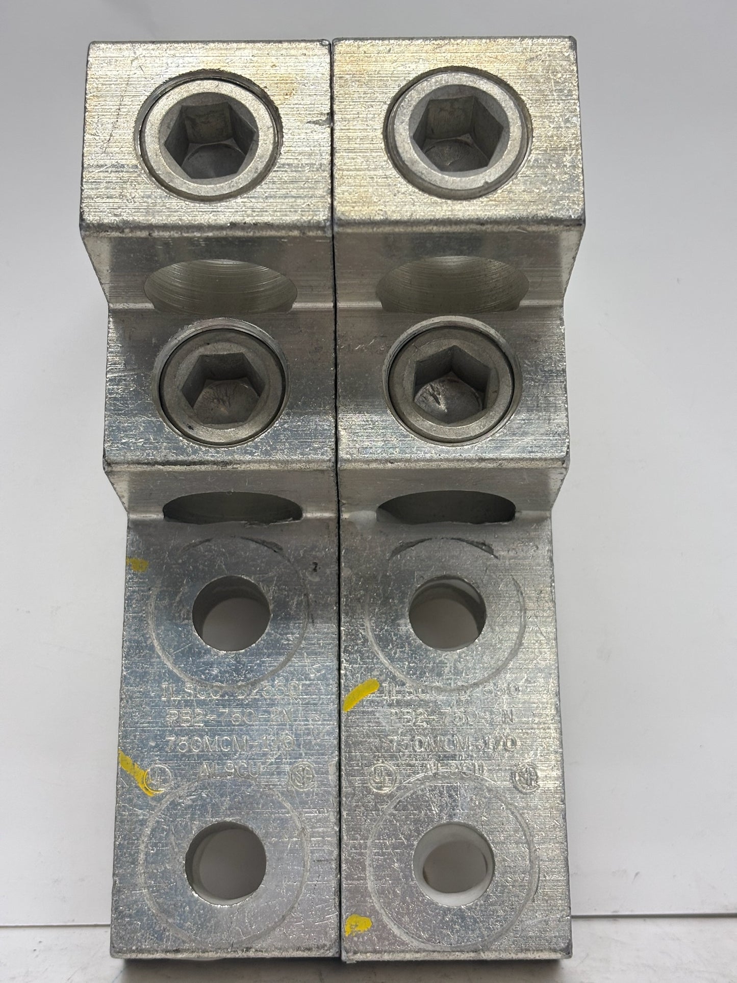 2-Pack ILSCO PB2-750-2N Aluminum Dual-Barrel Mechanical Lug Connector