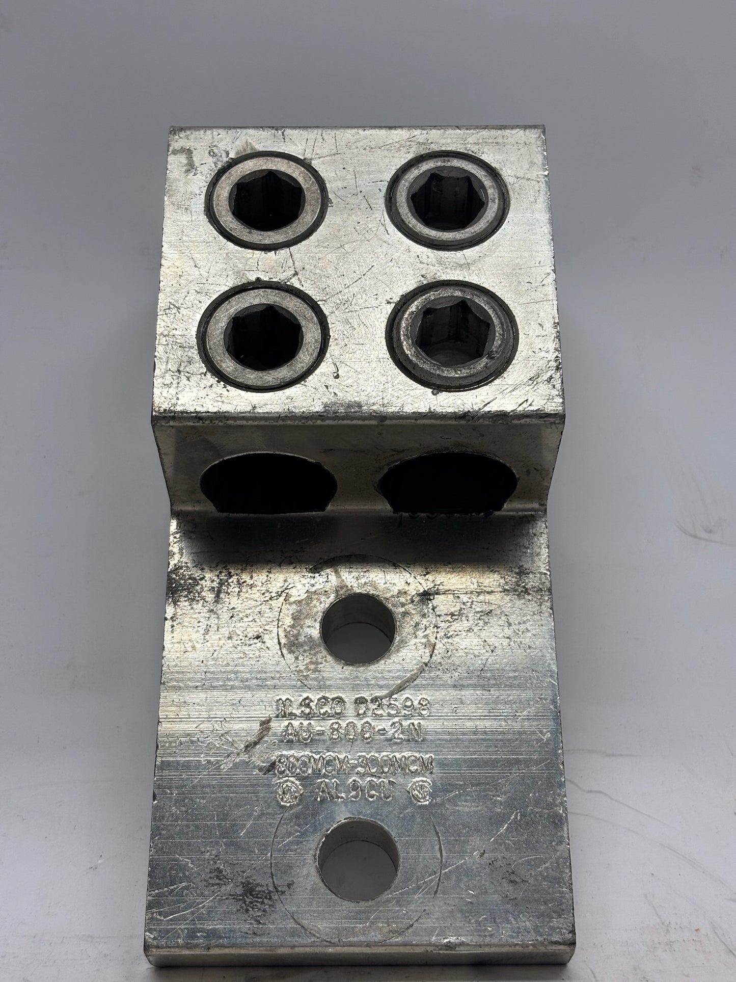4PK ILSCO AU-800-2N 2-Hole Aluminum Lug 800 MCM Tin-Plated