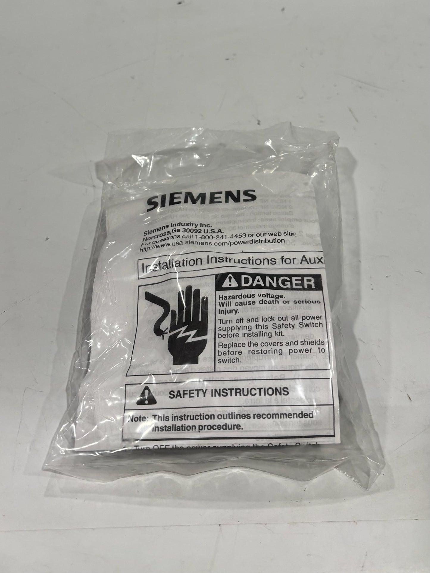 No box Siemens (HA261234) Auxiliary Contact Kit for Heavy Duty Safety Switch