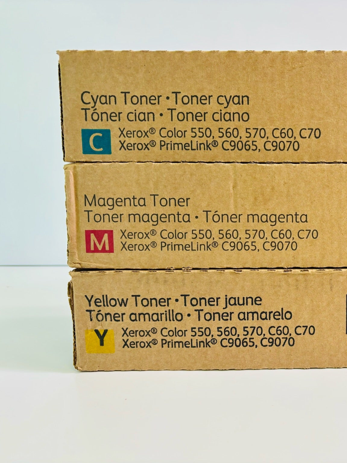 3 Genuine Xerox Color 550, 560 Cyan, Magenta & Yellow Toner CMY (Bad Boxes)