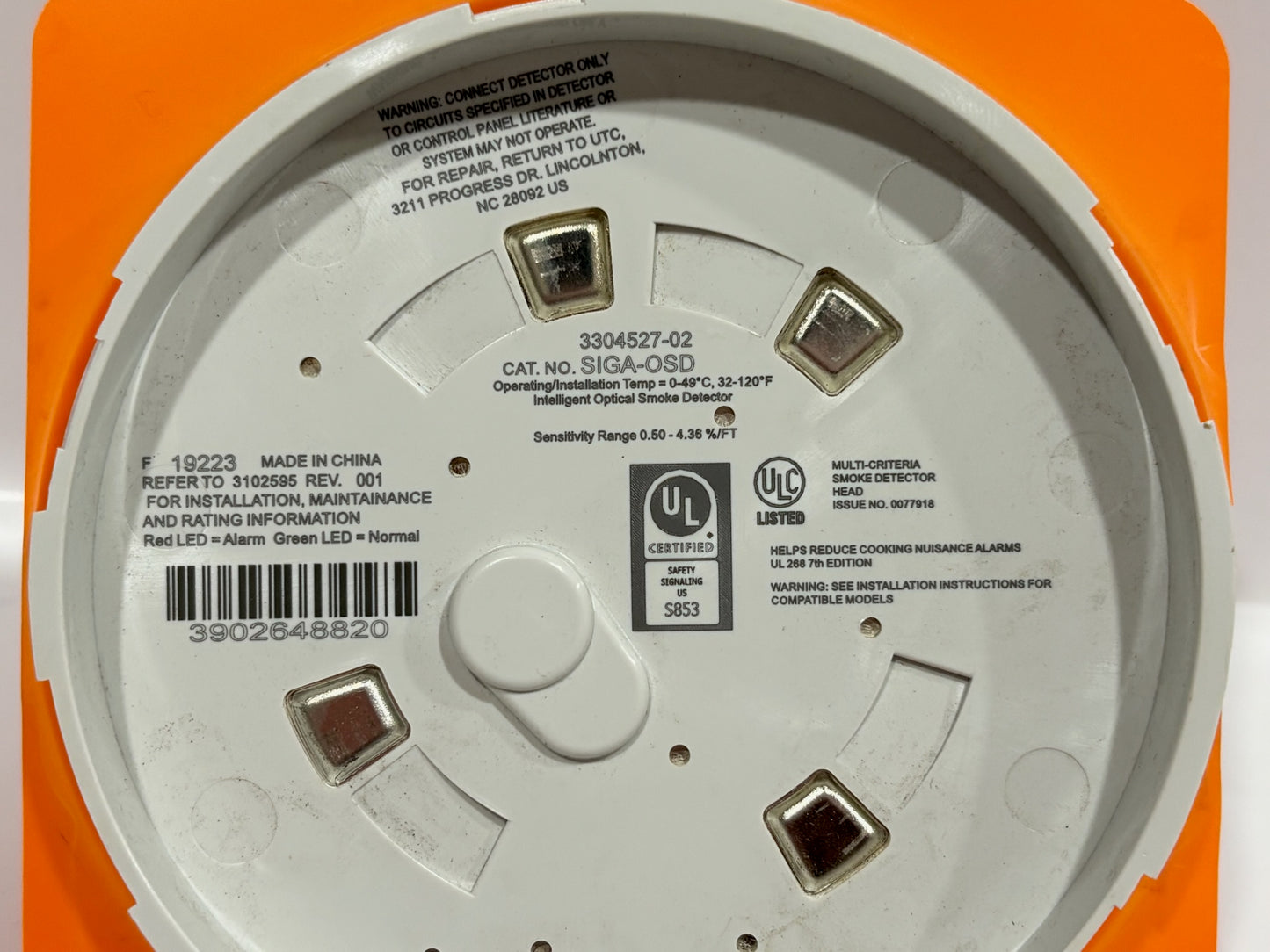 Edwards SIGA-OSD Smoke Detector with Photoelectric Sensing Technology