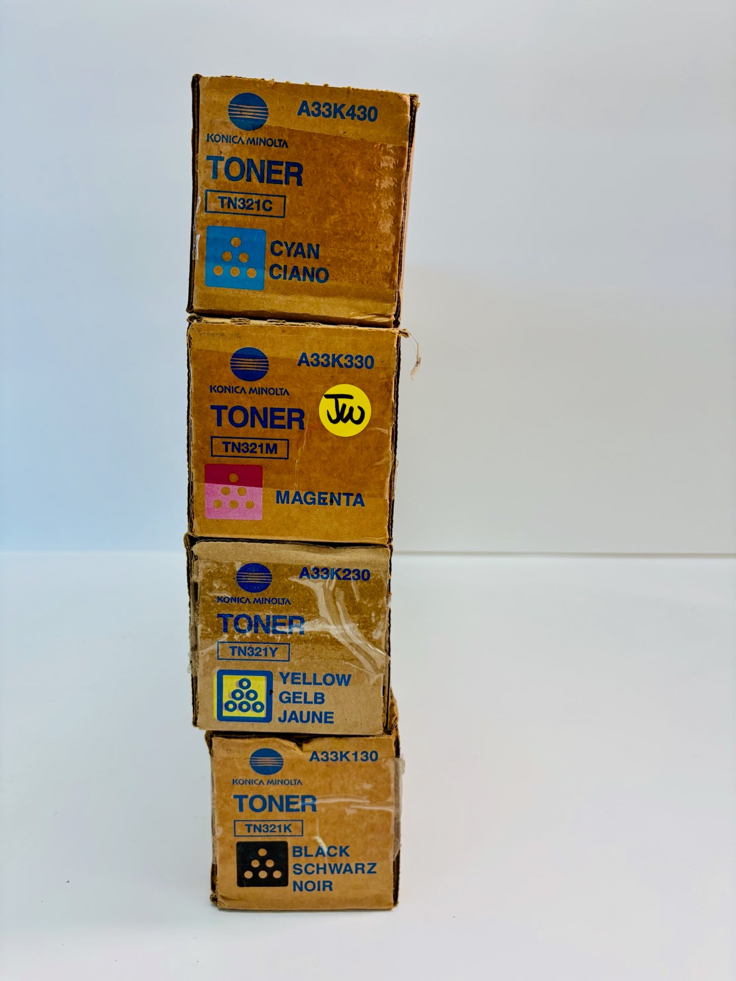 4 Genuine Cosmetic Konica BH C224 Cyan, Magenta, Yellow & Black Toner TN321