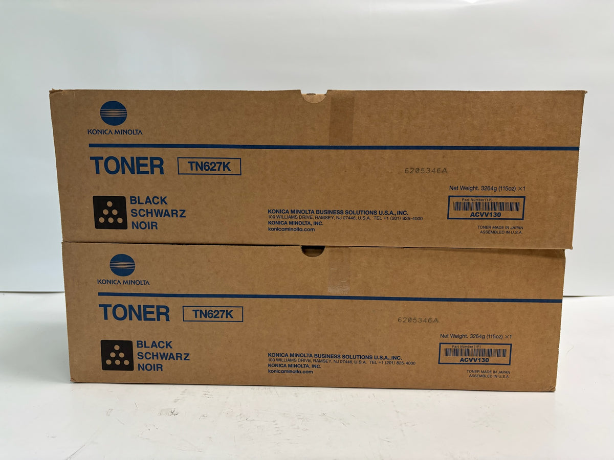 2 Genuine Konica Accurio Press C12000, C14000 Black Toners TN627K ACVV130