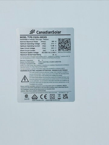 Canadian Solar CS3N-395MS 395 Watt Monocrystalline Solar Panel (Local)