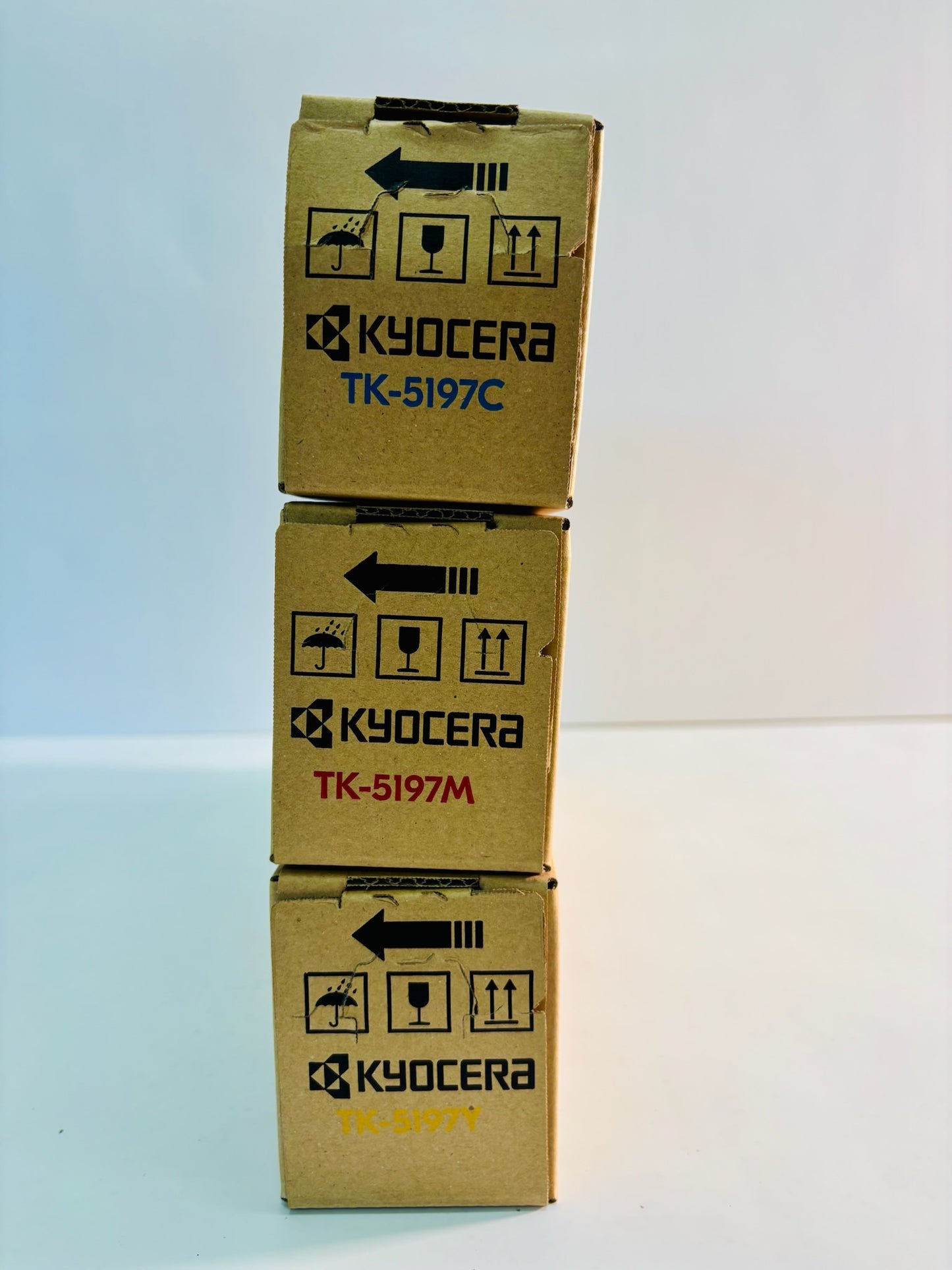 3 Genuine Kyocera TASKalfa 306ci, 307ci Cyan, Magenta & Yellow Toner TK-5197