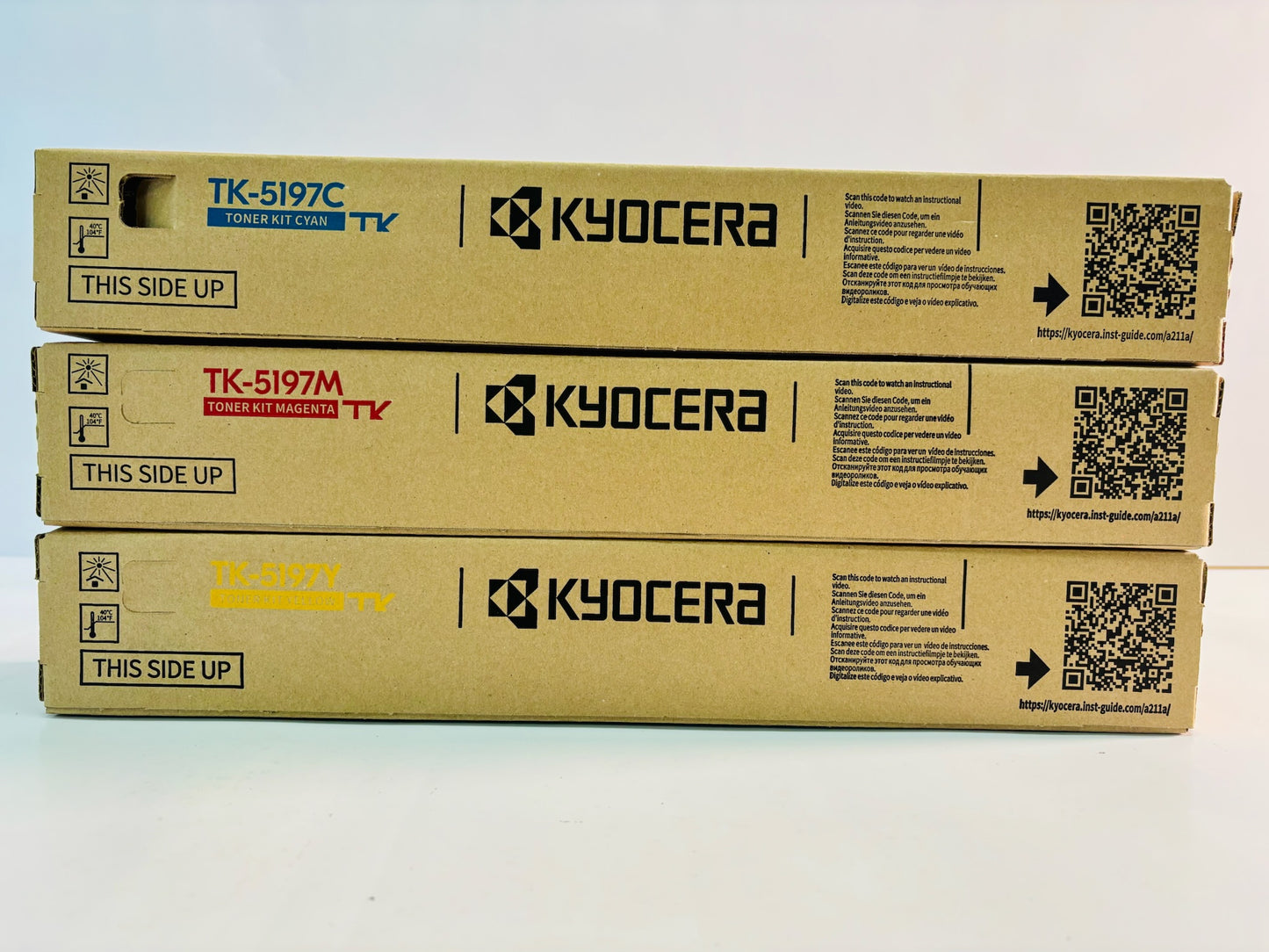 3 Genuine Kyocera TASKalfa 306ci, 307ci Cyan, Magenta & Yellow Toner TK-5197
