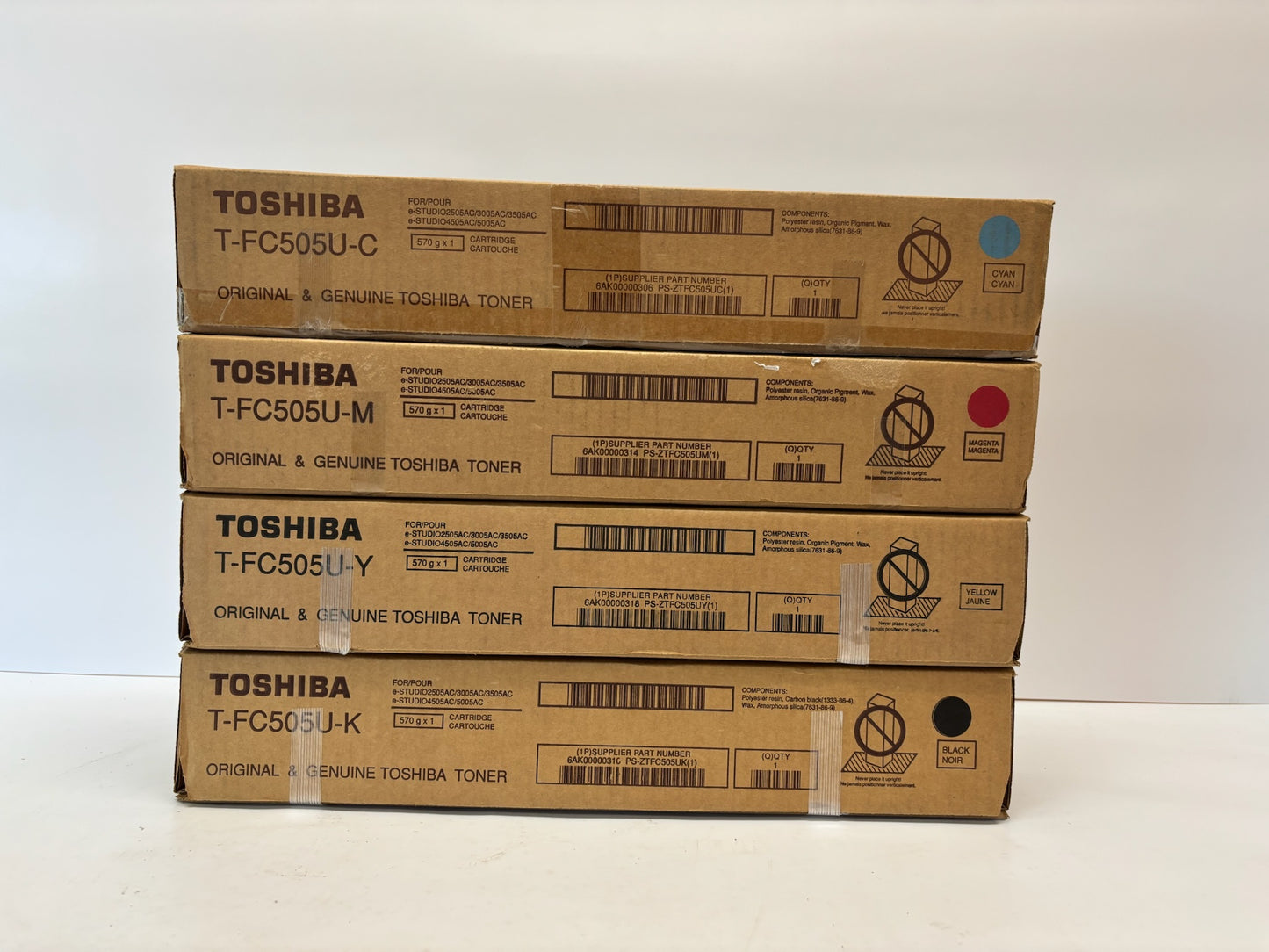 4 New Genuine Toshiba e-STUDIO 2505AC,3005AC,5005AC T-FC505U CMYK Toners