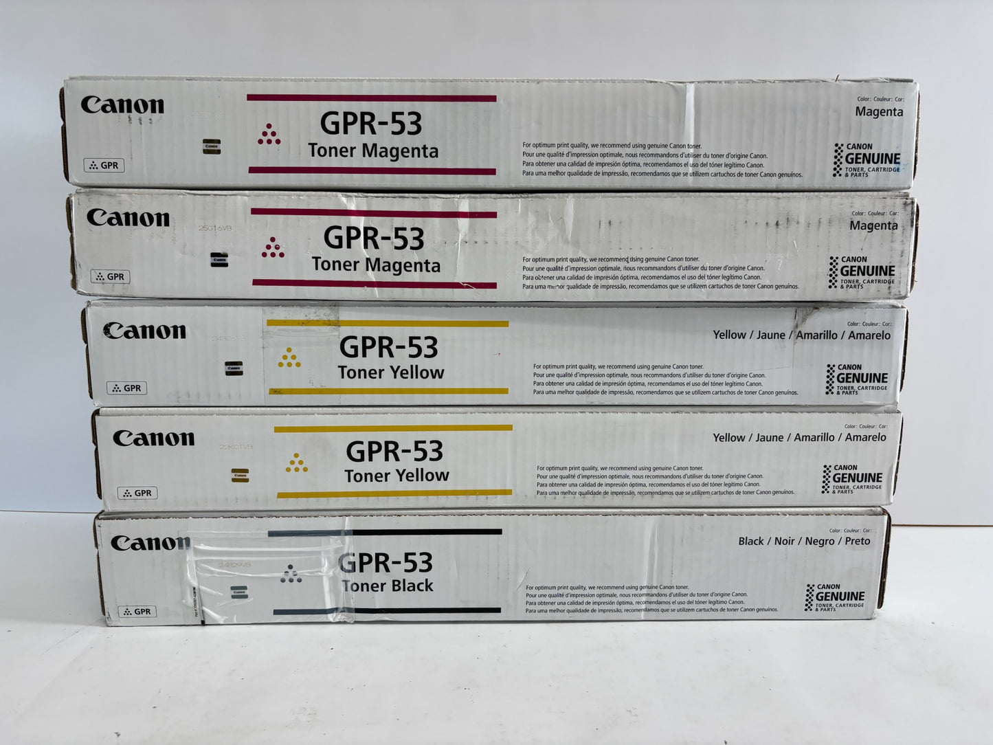 5 Genuine Canon iRA C3325,C3330 Magenta,Yellow & Black Toner GPR53 GPR-53 MMYYK