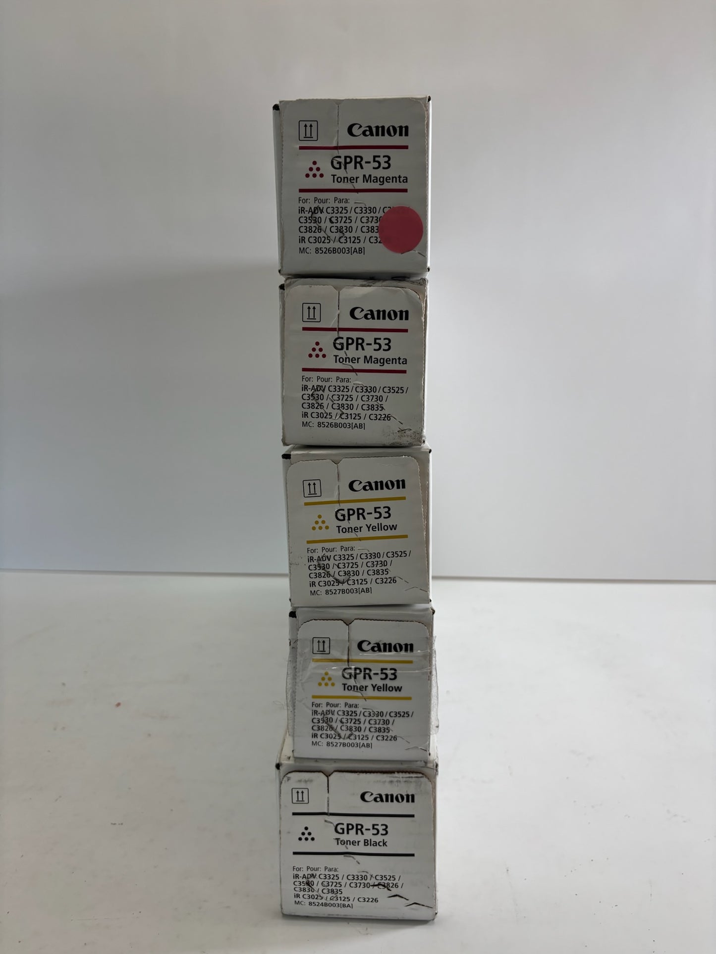 5 Genuine Canon iRA C3325,C3330 Magenta,Yellow & Black Toner GPR53 GPR-53 MMYYK