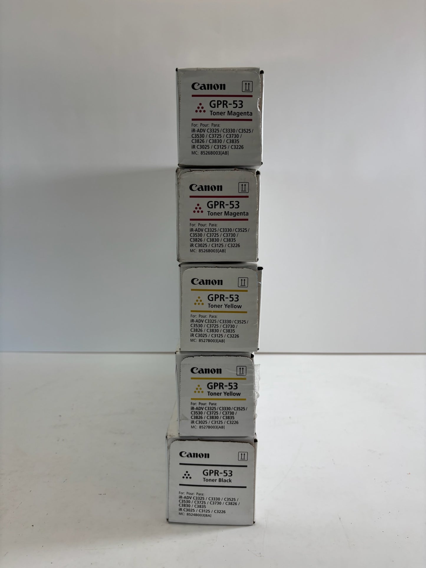5 Genuine Canon iRA C3325,C3330 Magenta,Yellow & Black Toner GPR53 GPR-53 MMYYK