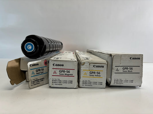 4 Genuine Canon IR C7565,C7570,C7580,C7765 GPR-56, GPR56 CMYK Toners (Open Cyan)