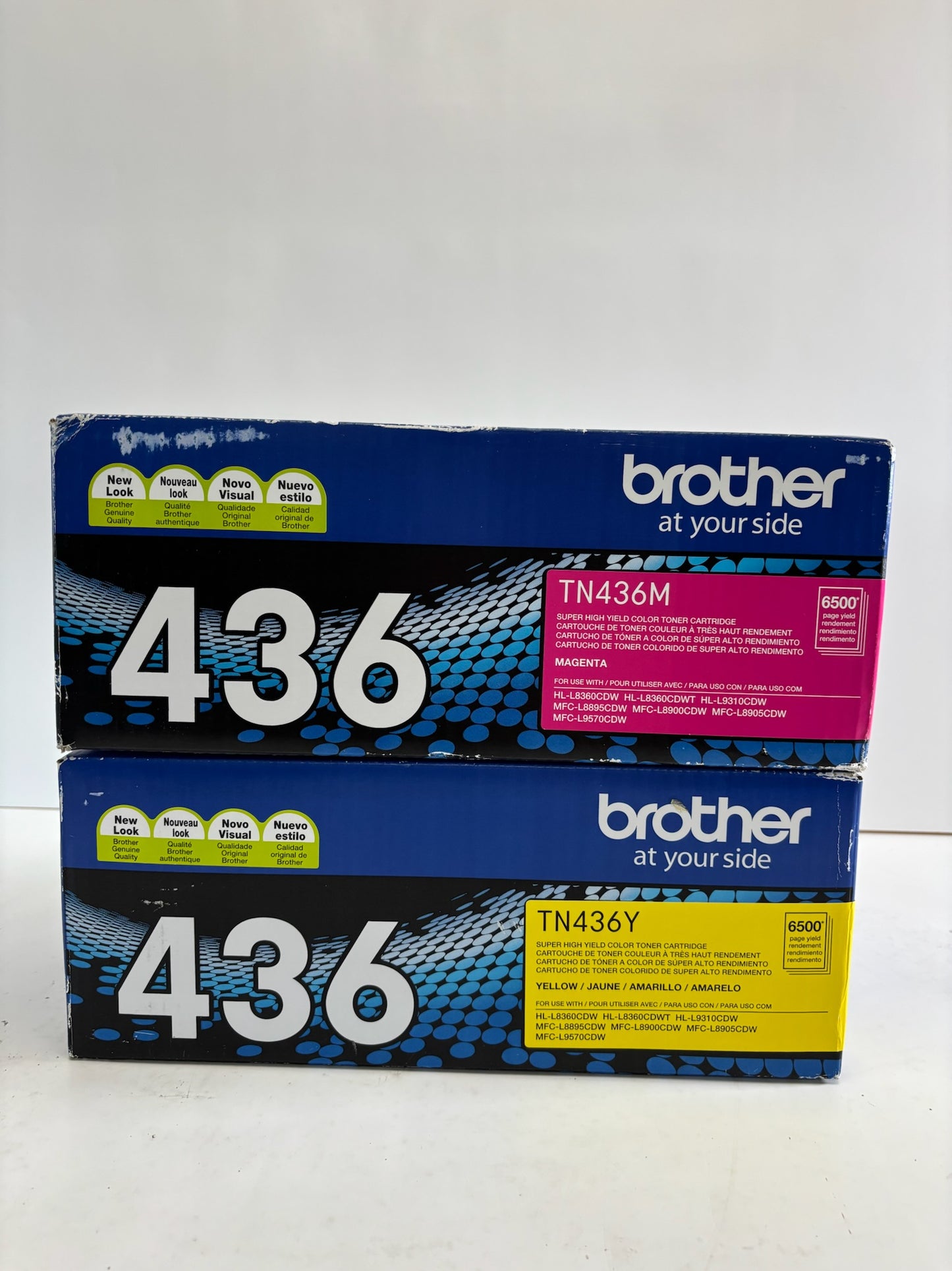 2 New Genuine Brother HL-L8360CDW, 9310CDW Mag & Yellow Toners TN436M, TN436Y