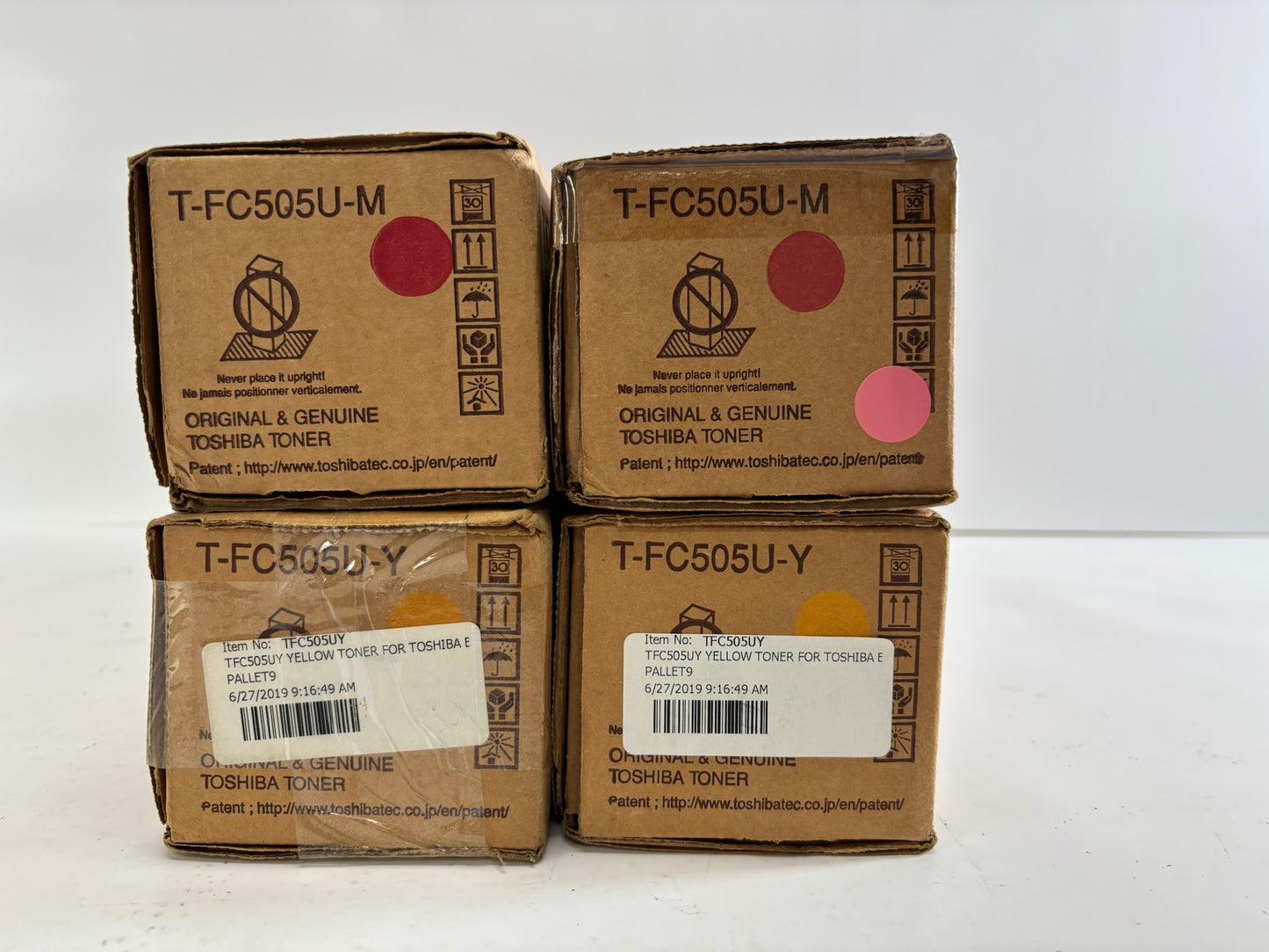 4 Genuine Toshiba eS2505AC,3005AC,5005AC T-FC505U-M, T-FC505U-Y MMYY Toners