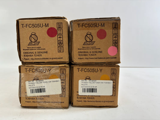4 Genuine Toshiba eS2505AC,3005AC,5005AC T-FC505U-M, T-FC505U-Y MMYY Toners