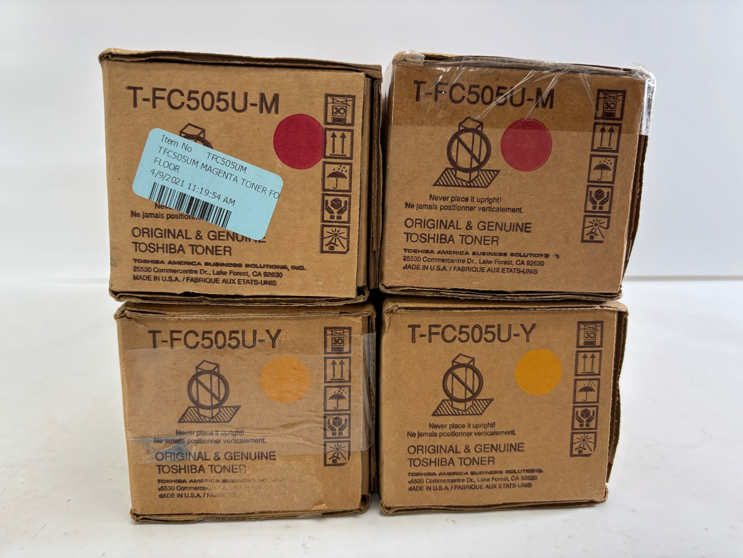 4 Genuine Toshiba eS2505AC,3005AC,5005AC T-FC505U-M, T-FC505U-Y MMYY Toners