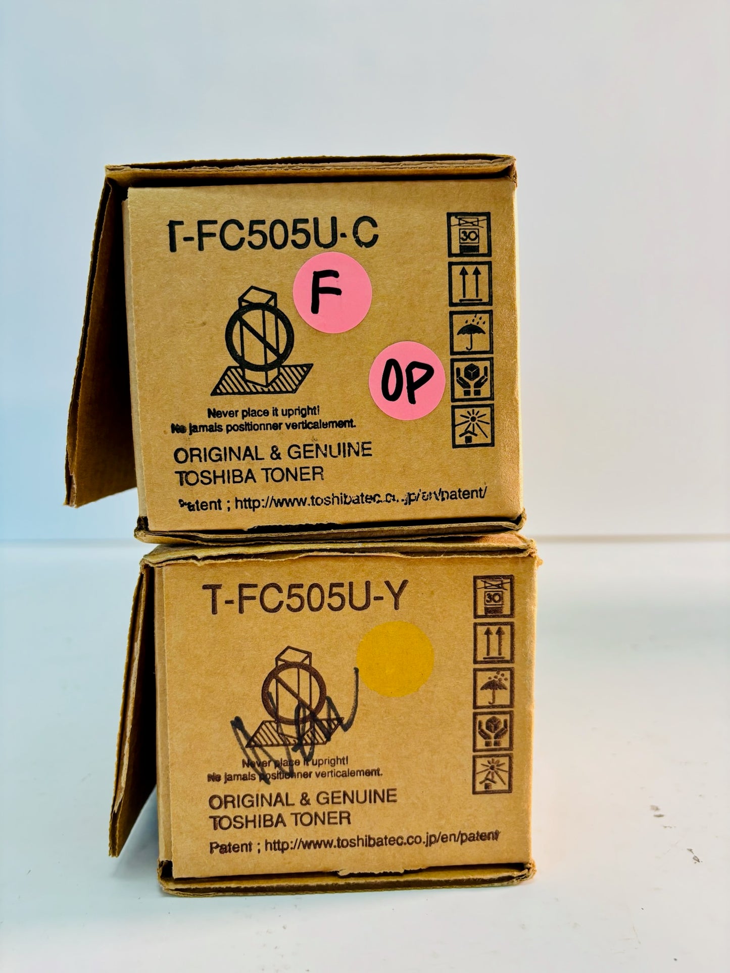 2 Open Genuine Toshiba E STUDIO 2505AC, 3005AC Cyan & Yellow Toner T-FC505U