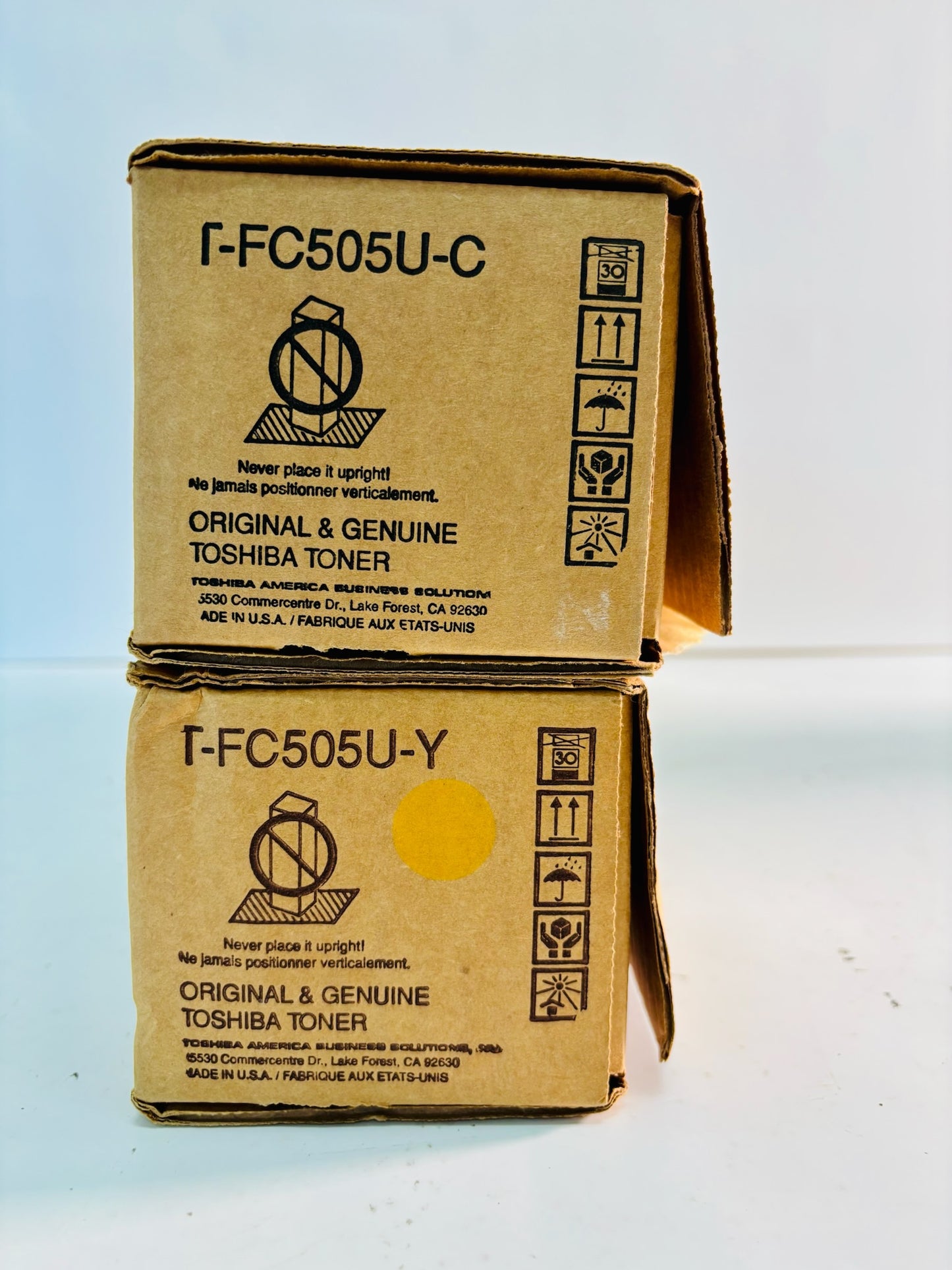 2 Open Genuine Toshiba E STUDIO 2505AC, 3005AC Cyan & Yellow Toner T-FC505U