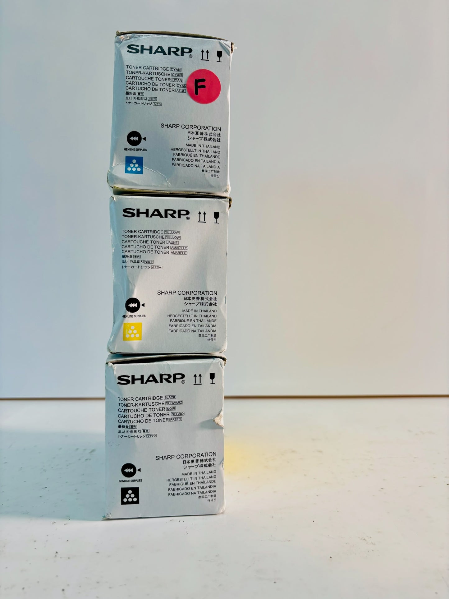 3 Genuine Sharp MX-C250, MX-C300P Cyan, Yellow, Black Toner MX-C30NT