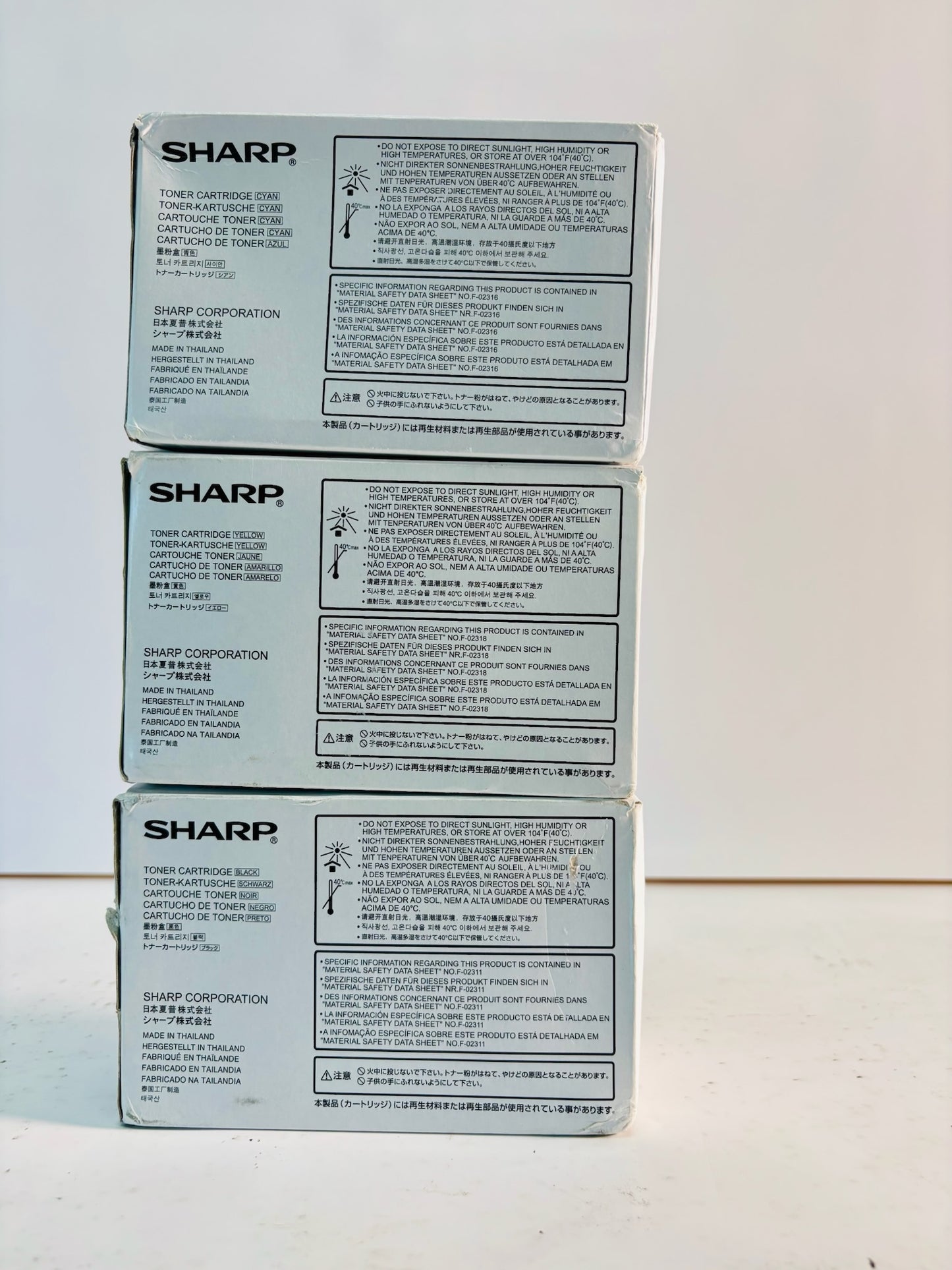3 Genuine Sharp MX-C250, MX-C300P Cyan, Yellow, Black Toner MX-C30NT