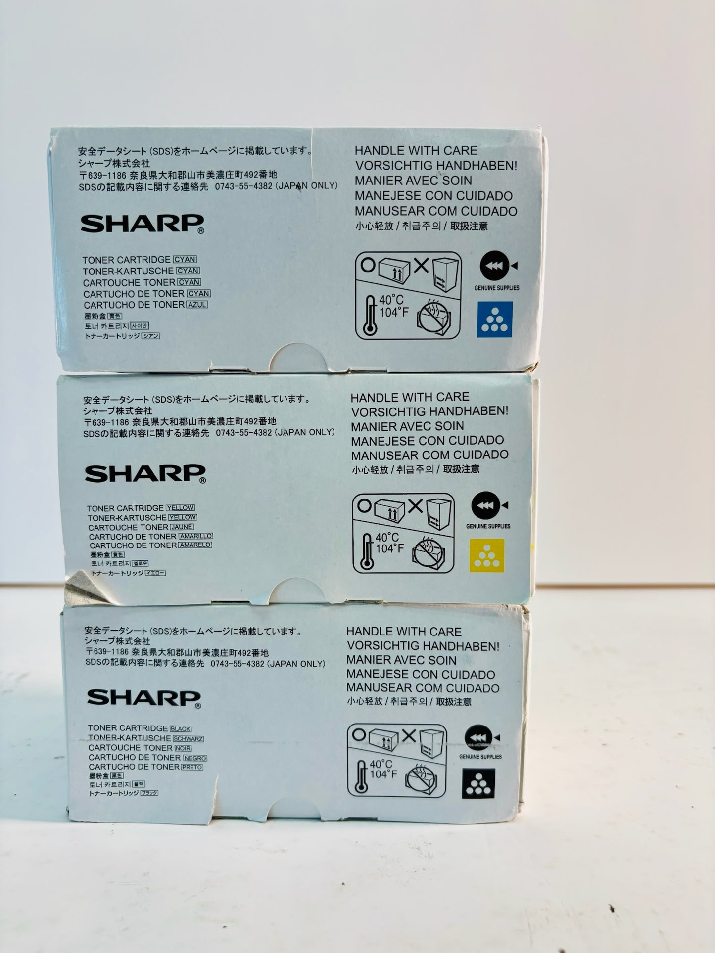 3 Genuine Sharp MX-C250, MX-C300P Cyan, Yellow, Black Toner MX-C30NT